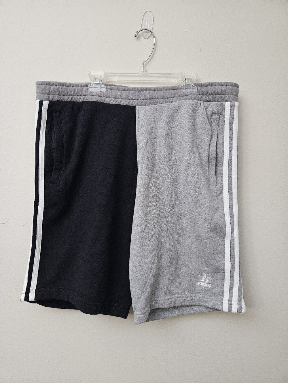 adidas Men’s Split Black & Gray Athletic Shorts with Three Stripes